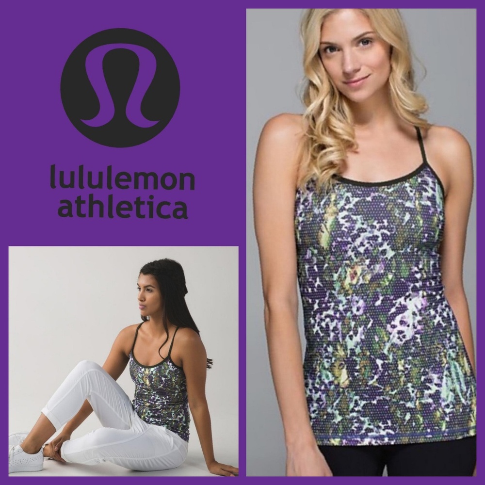 Lululemon 🍋Power Y Tank Yoga Floral Purple Green